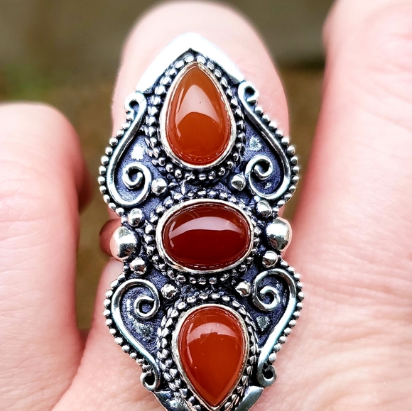 ***Sale***New Carnelian 925 Silver Statement Ring. - Picture 8 of 9